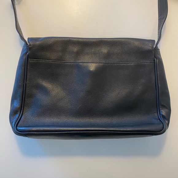 Paloma Picasso Black Leather Shoulder Bag with Gold Accents - Picture 2 of 11